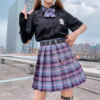 Zoki Plaid Vrouwen Plooirok Boog Knoop Zomer Hoge Taille Preppy Meisjes Dance Mini Rok Leuke Een Lijn Harajuku Sexy japan Faldas