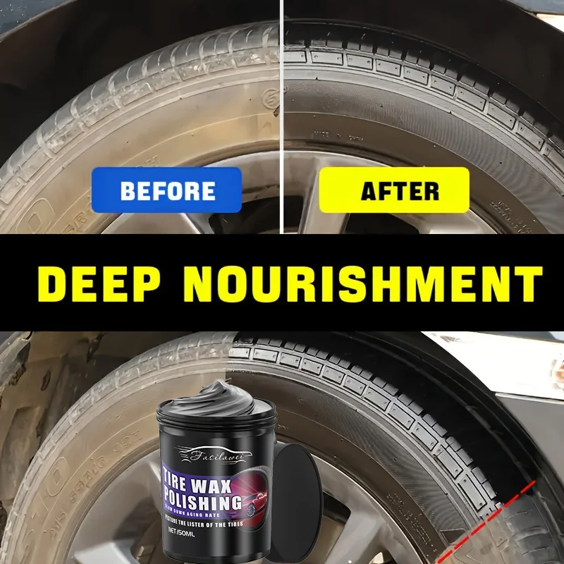 شمع استعادة السطوع باللون الأسود للإطارات - جل تفاصيل السيارة الداخلي اللامع العميق للحواف البلاستيكية والمصدات ولوحة القيادة والمقاعد - سهل-