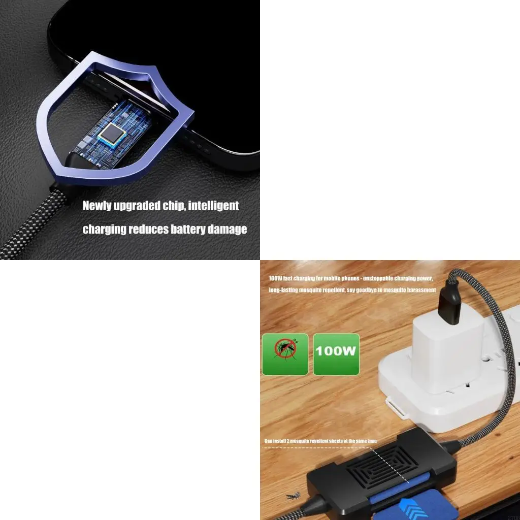 100W Insect Repeller Hand Warmer And Type C Fast Charging Cable Fishing Net Braided Cord For Outdoor Camping Travel