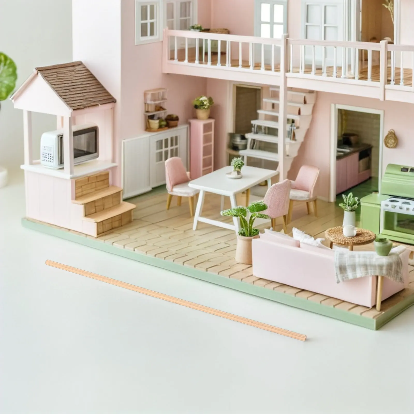 

5Pcs Mini Wood Trim Molding for Dollhouse Decor - Realistic Skirting Board Detailing DIY Miniature House Renovation Projects