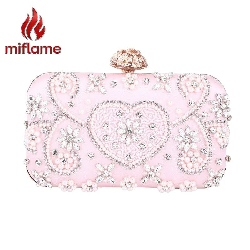Elegant Beaded Pearl Crystal Chain Evening Clutch Shoulder Bag for Women Party Wedding Banquet Prom Luxury Chic