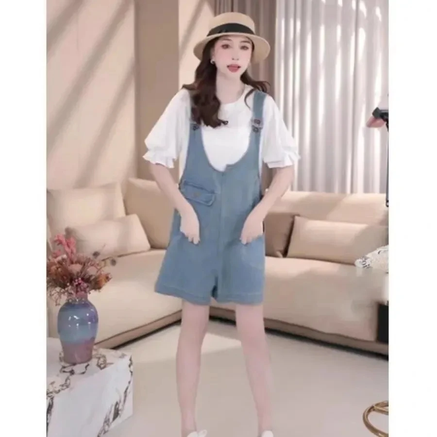 

Summer Denim Jumpsuits for Women Korean Style Vintage Playsuits Wide Leg Pants Loose Trousers Oversized Overalls Female Clothes