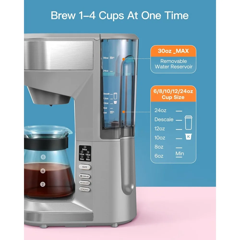 HAOYUNMA Hot and Iced Coffee Maker for K Cups and Ground Coffee, 4-5 Cups Coffee Maker and Single-serve Brewers