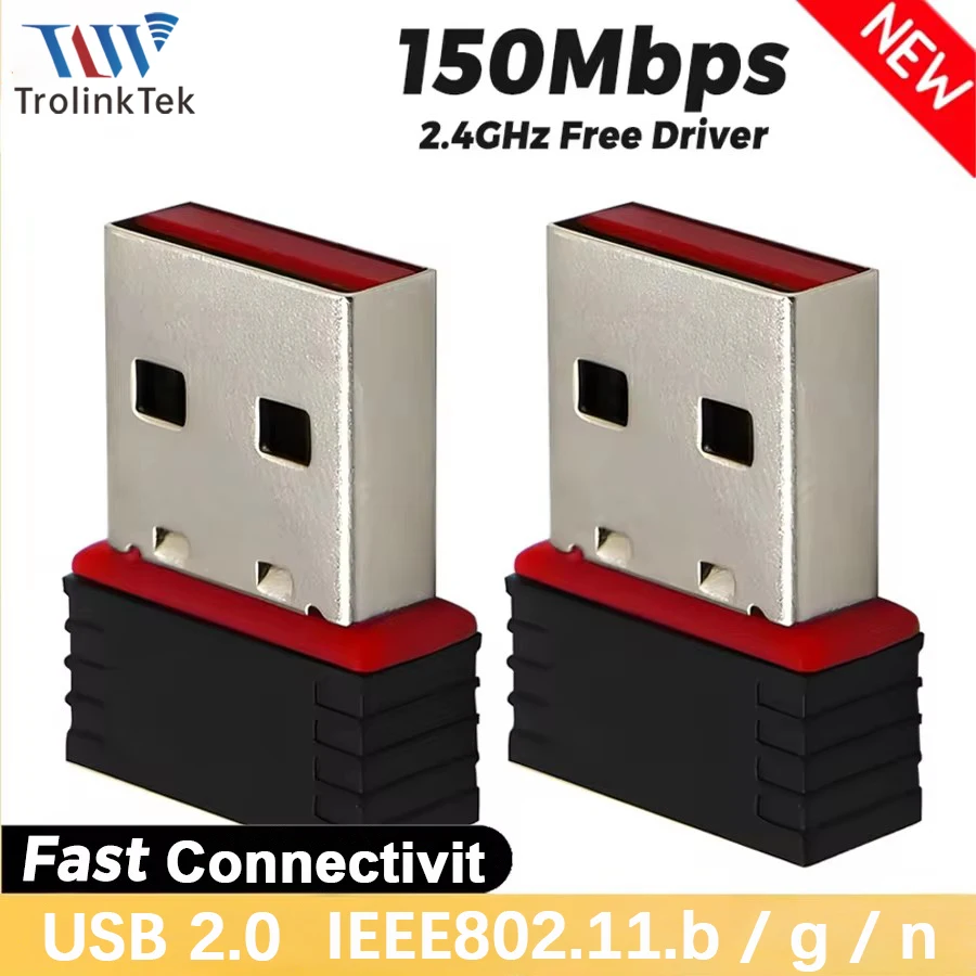 Adaptador WiFi USB de 150Mbps para PC de Escritorio, Receptor de Señal de Red de 2.4GHz, Adaptador de Tarjeta de Red Inalámbrica USB Plug and Play, Dongle WiFi