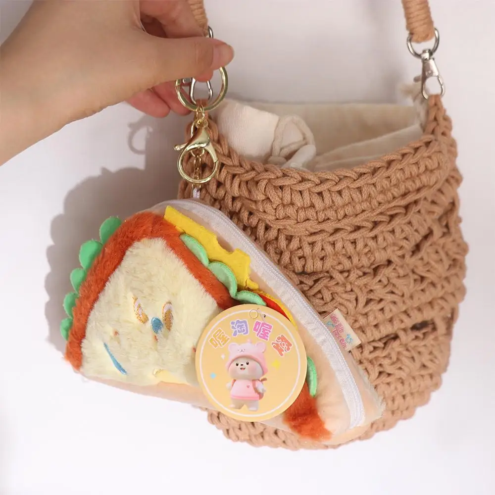 Bolsa de almacenamiento creativa de sándwiches y hamburguesas, Bolso pequeño de felpa portátil de princesa, billetera Kawaii Zero de dibujos animados para niñas