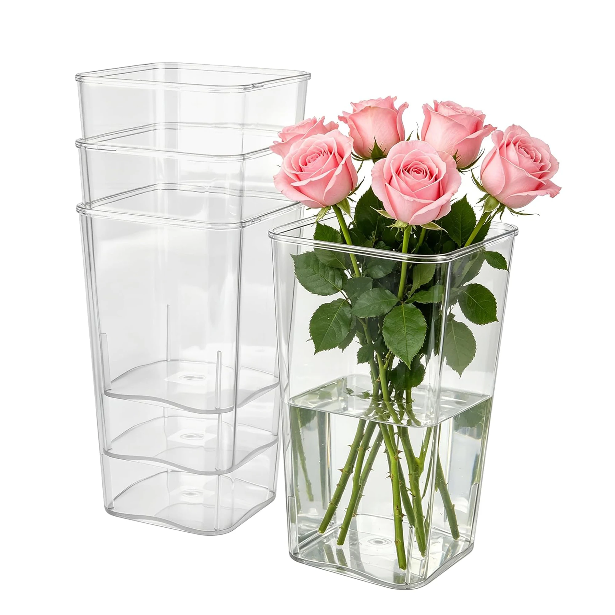 Versatile Plastic Vases For Centerpieces Durable Square Vases Provide Space For Large Bouquets Base