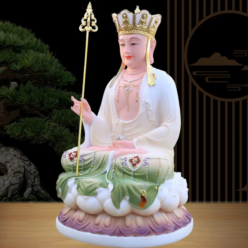 Exquisite resin carved Ksitigarbha Bodhisattva Buddha statue home Buddha hall offering Feng Shui auspicious ornaments