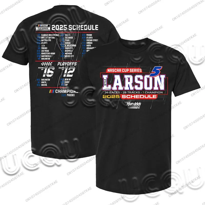 Kyle Larson Hendrick Motorsports Team Collection 2025 NASCAR Cup Series Schedule Black T-Shirt Men And Women's Cotton Tee Tops