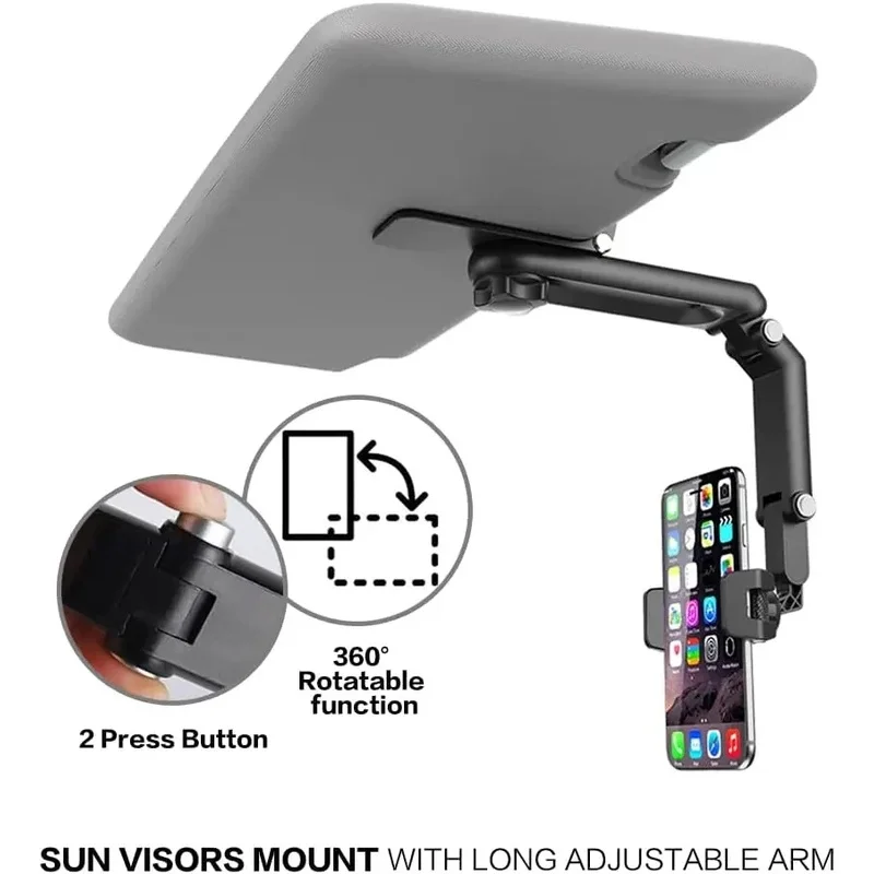 360° Rotating Sun Visor Sun Visor Phone Holder for Car Multifunctional Cell Phone Holder with IPhone/Samsung/Android