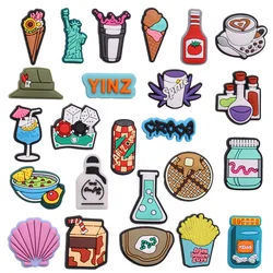 New 1Pcs Ice Cream Coffee Hat Drink Statue of Liberty Shoe Charms Accessories PVC Sandals Shoes Buckle Fit Backpack Clogs Pins
