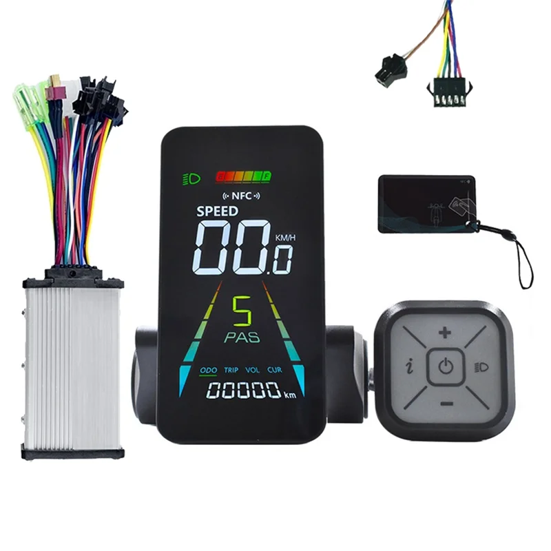 

NFC LCD Display E-Bike Electric Scooter Color Meter 24V/36V 48V/60V UART Speedometer+ 36V 350W Controller Module SM5+ 2PIN