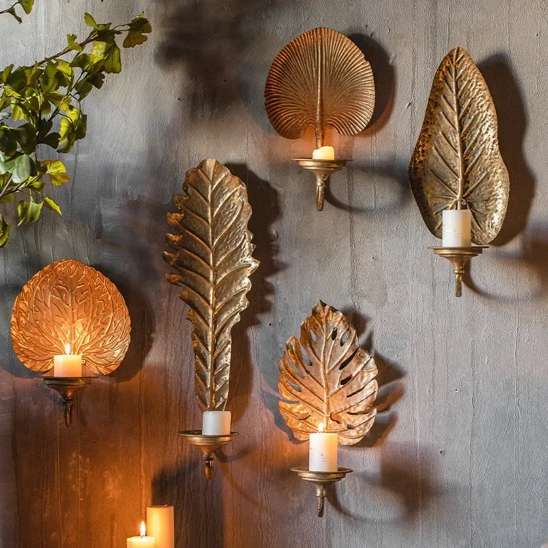 American retro wrought iron wall decorative candlestick foreign trade creativity European candle holder wall hook ornament prop
