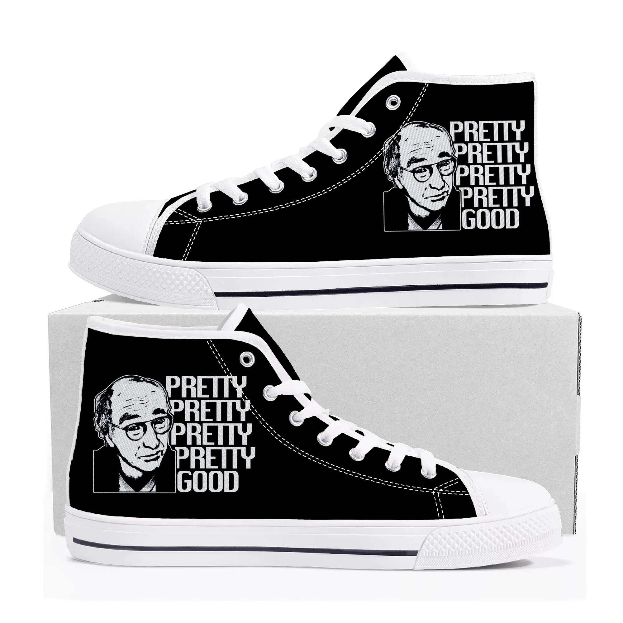 Beteugelen Uw Enthousiasme Hoge Top Sneakers Heren Dames Tiener Hoge Kwaliteit Larry David Canvas Sneaker Casual Schoen Aanpassen Schoenen