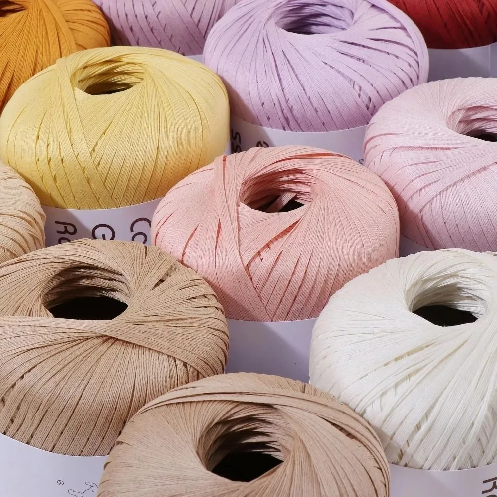 جديد متعدد الألوان غزل رافيا DIY محبوك يدويا الرافية القش غزل التعبئة والتغليف الشريط الحياكة