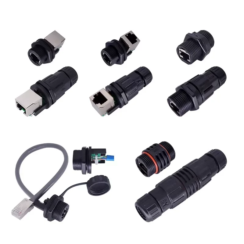 M20 Waterproof RJ45 Network Connector IP67 8Pin Ethernet Port Module Adapter Outdoor Network Cable Board Front/Rear Plug Socket