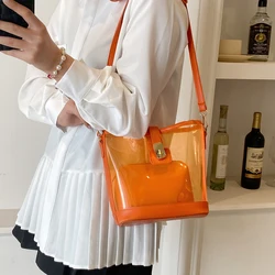 Women Transparent Shoulder Bag PVC Clear Bag Fashion Shopping Bags Waterproof Girls Crossbody Bag 2023 Solid Color Messenger Bag