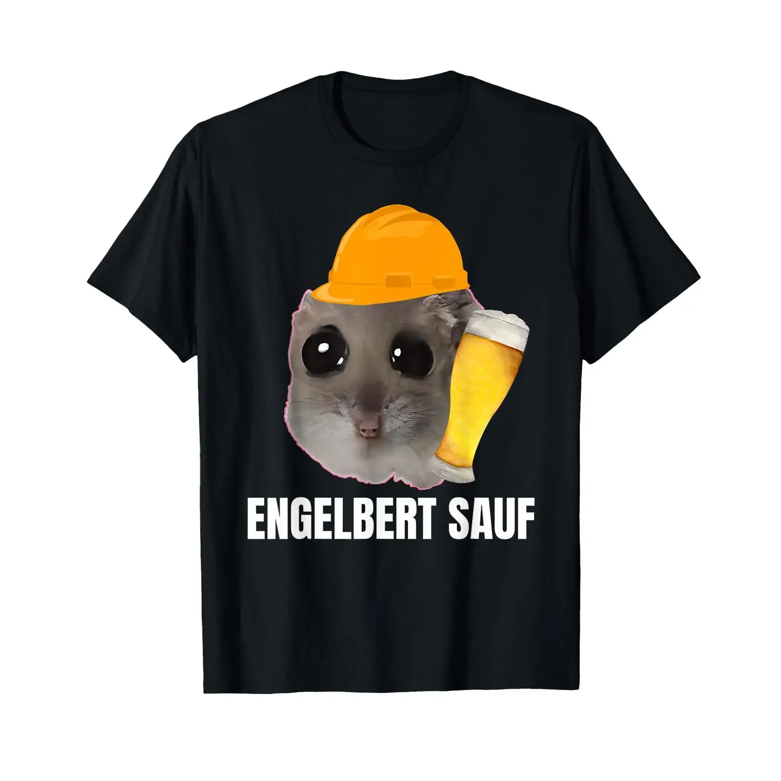 Engelbert Sauf Workwear MEME Hamster Humour Construction Site T Shirt black S vintage Washed Casual Soft Unisex graphic fashion