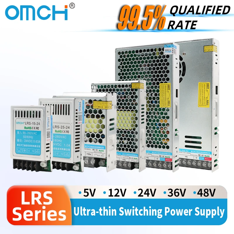 OMCH LRS 15/25/35/50/75/100/150/200/250/350/400 واط رقيقة جدا تحويل التيار الكهربائي التيار المتناوب إلى تيار مستمر 100-240VAC 5 فولت/12 فولت/24 فولت/36 فولت/48 SMPS #1