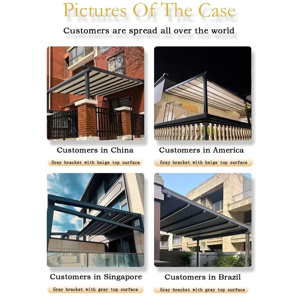 Motorisierte einziehbare Terrassenmarkise, wasserdichtes Aluminium-Sonnenschutzdach für Terrasse, Garten und Pool, individuelle Größen erhältlich