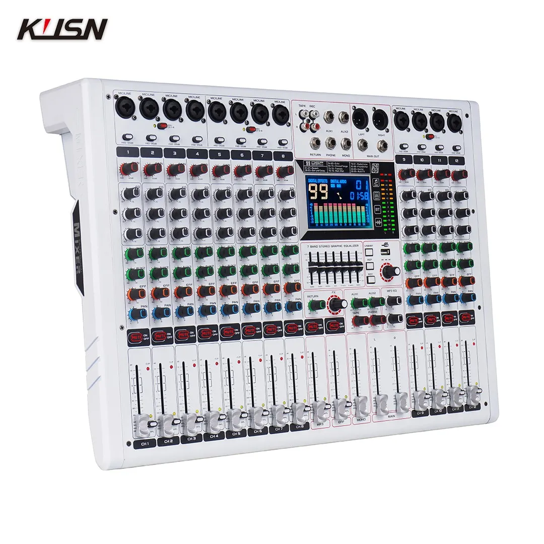 12 Channel Professional Audio Mixer Powered Audio Mixing Soundcraft Mini Sound Power Console Mixer with Bluetooth USB