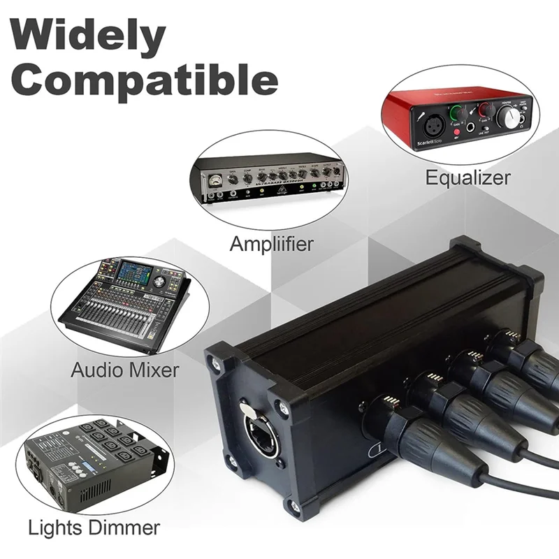 1Pair 4-Channel 3-Pin XLR Audio and DMX over Network Cable Extender, DMX512 Network Signal Extender 1 Male+1 Female