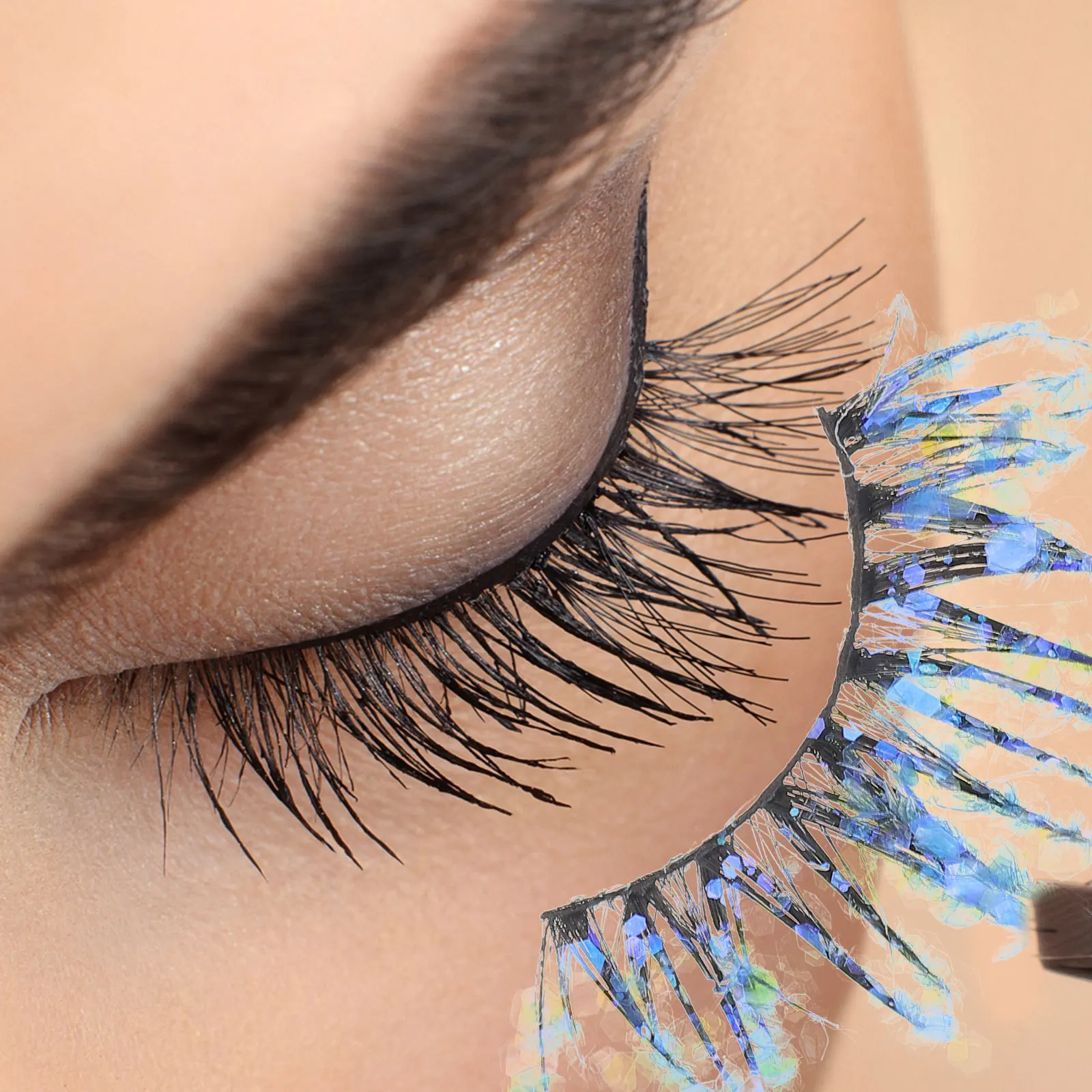 

4 Pairs False Eyelashes Sequin Glitter Extensions Colorful Lashes Cosplay Halloween Photography Fashion Show Thickening