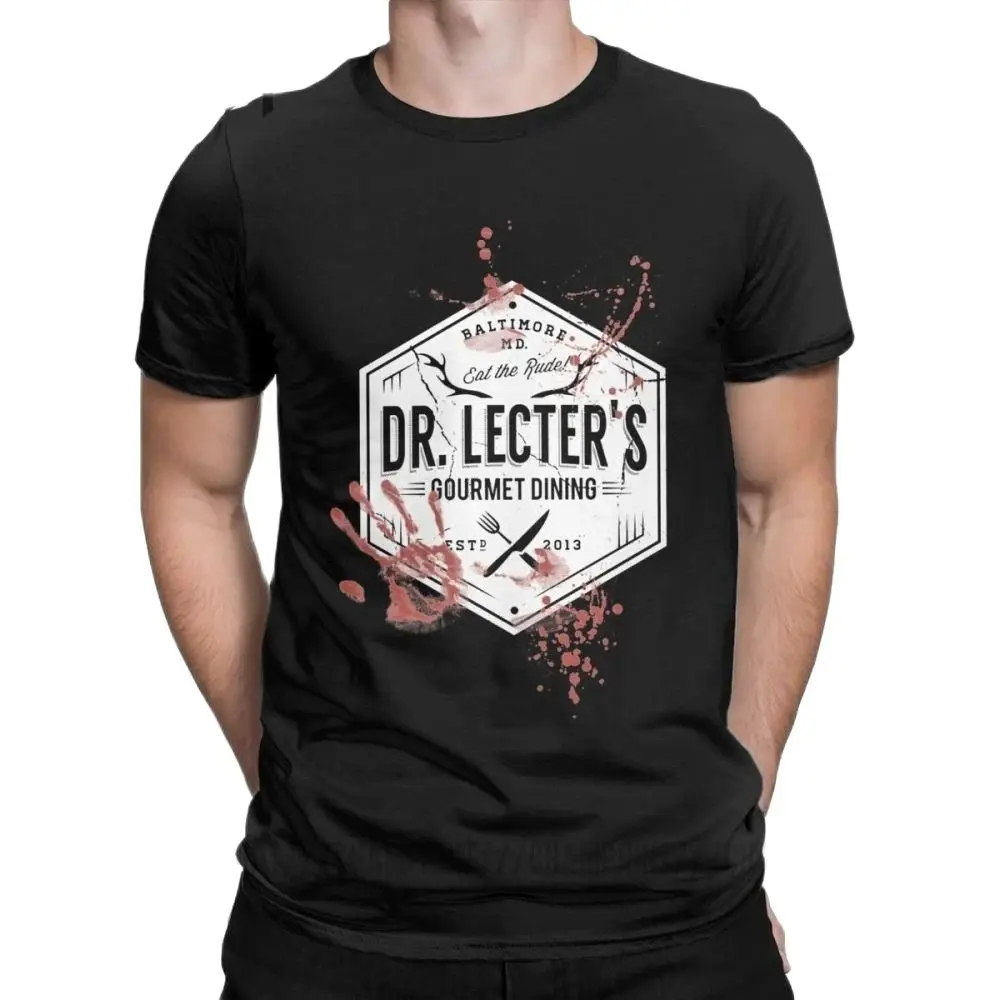 Dr Lecter\'s Gourmet Dining Hannibal silence of the lambs 100% Cotton Round Collar Lecter Mads Horror Hannigram t shirt for men