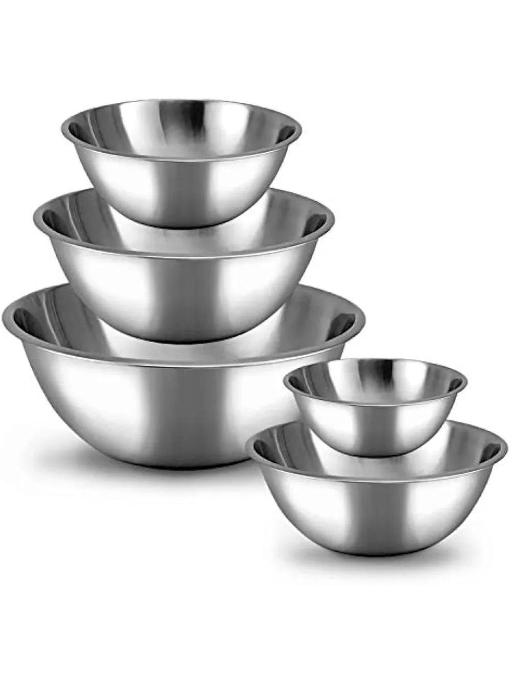 

5-Piece Stainless Steel Mixing Bowls – Heavy-Duty, Eco-Friendly, No Lids for Meal Prep & Storage