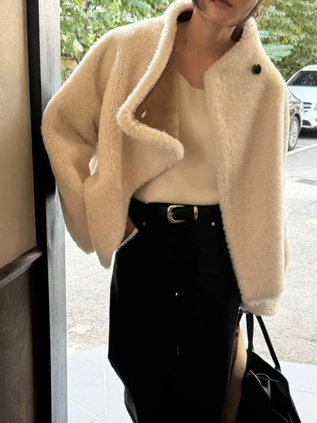 Faionable-Chaleco de piel de cordero de lujo para mujer, abrigo de piel y piel entallado con calidez, novedad de invierno, soporte coreano Sle