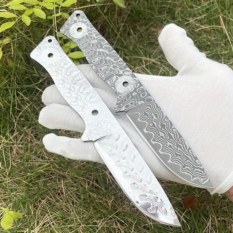 DIY полуфабрикатный нож из дамасской стали пустой цельный с фиксированным лезвием для кемпинга на открытом воздухе заготовки EDC Фото №3