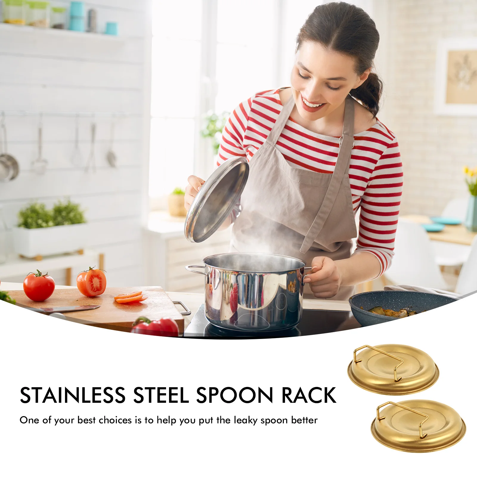 

2Pcs Soup Spoon Holder Ladle St Golden Stainless Steel Kitchen Supplies Practical Rest Tableware Shell Utensil