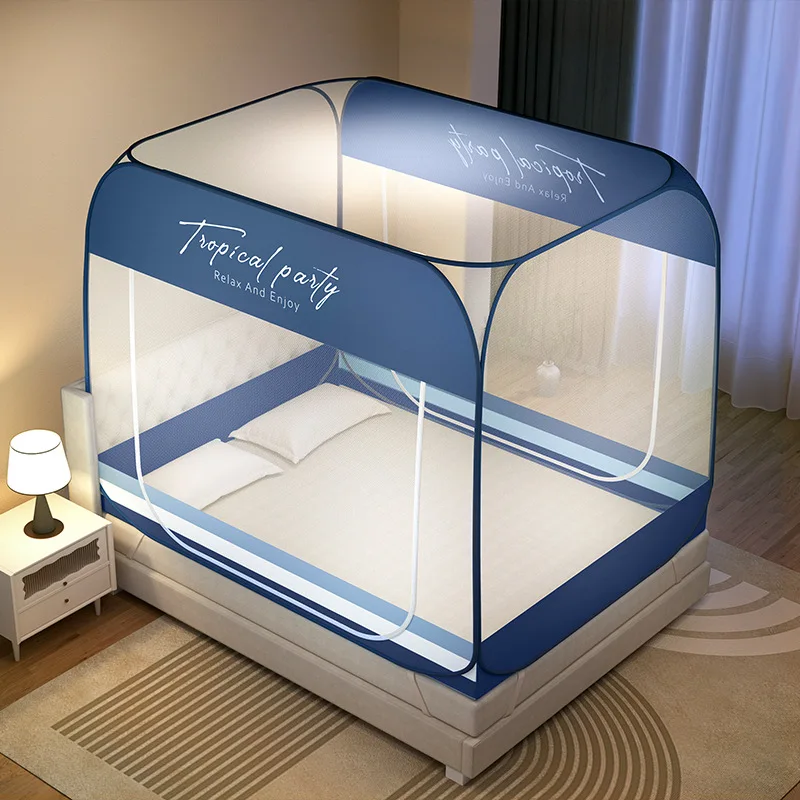 Home Bedroom No-Installation Mosquito Net Anti-Fall Integrated Steel Wire Mongolian Yurt Mosquito Net Foldable