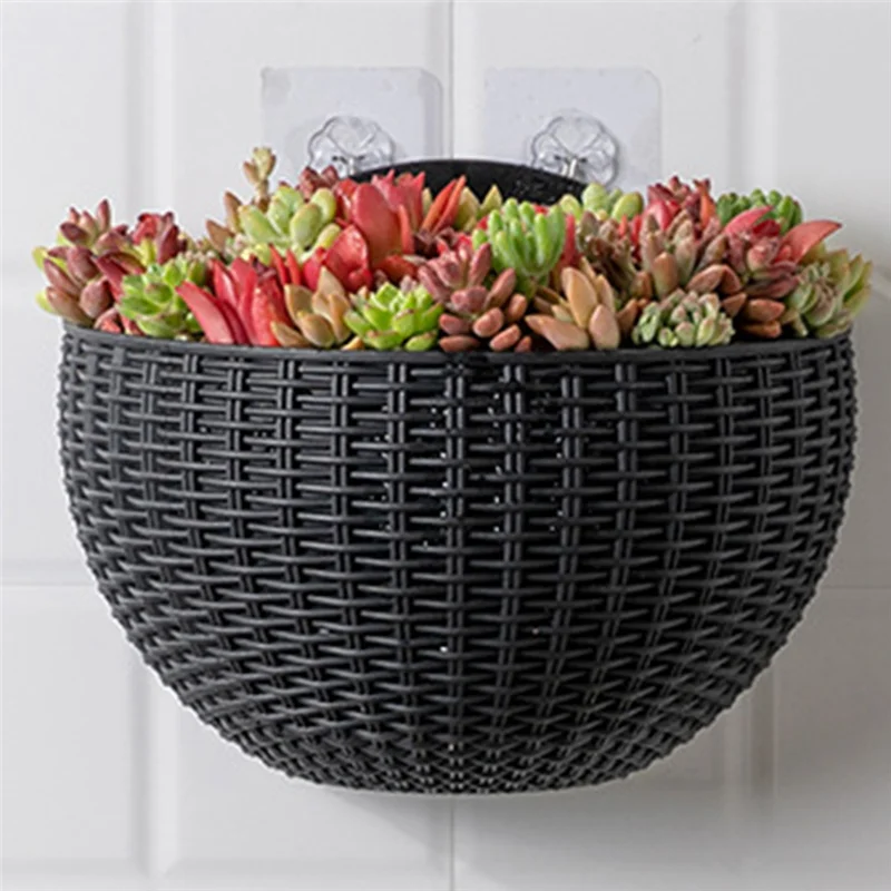 A21I-Large Balcony Hanging Plastic Pot Succulent Flower Pot Rattan Flower Pot