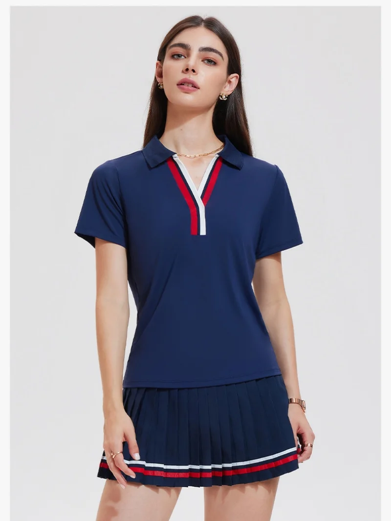 

Элегантные летние комплекты из 2 предметов для женщин: рубашка-поло с V-образным вырезом и шорты/юбка, спортивные быстросохнущие комплекты-платья