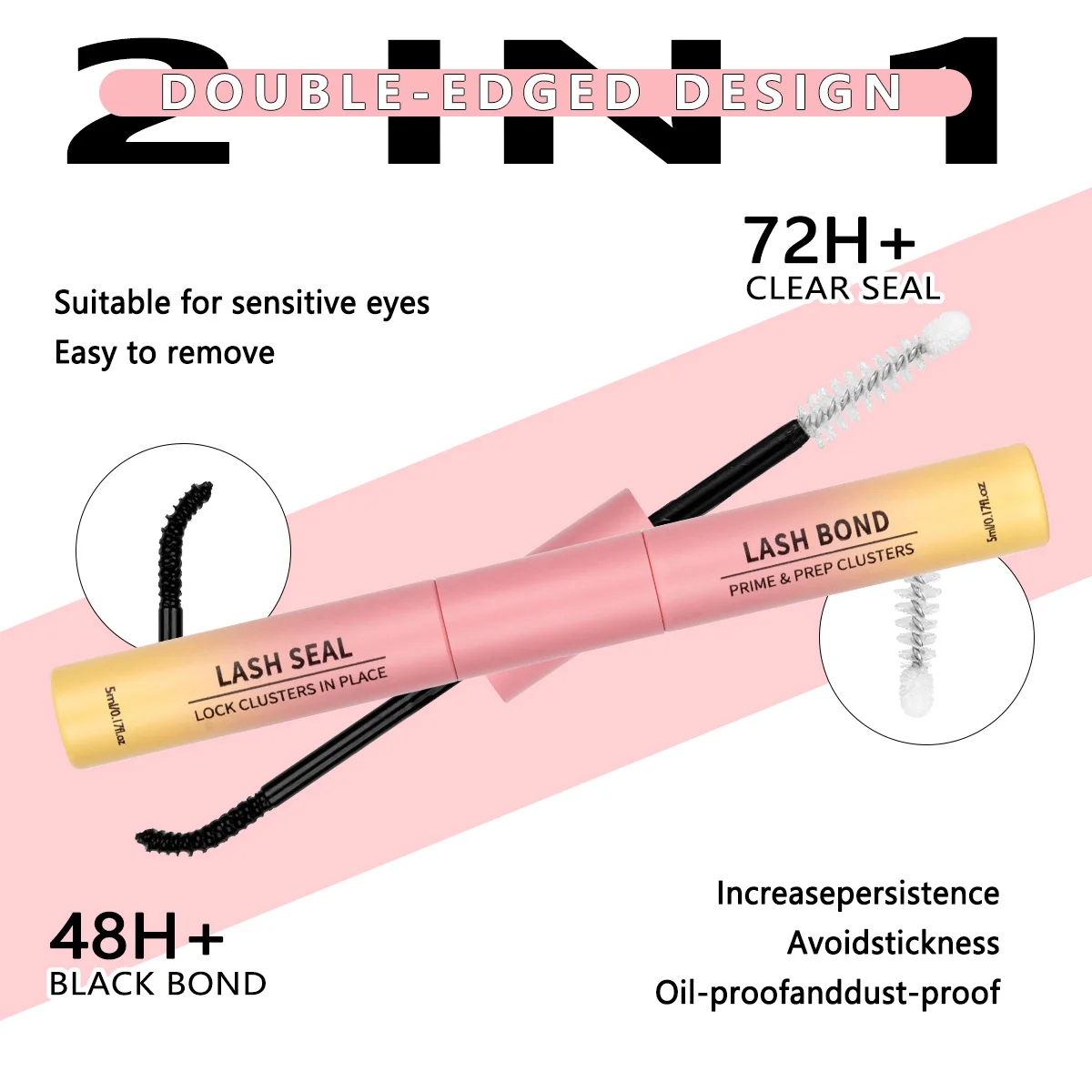Wimpernkleber und -versiegelung 2 in 1, wasserfest, für Wimpernbündel, superstarker, langanhaltender Wimpernkleber für DIY zu Hause, Wimpern-Make-up-Tools – Detail 4