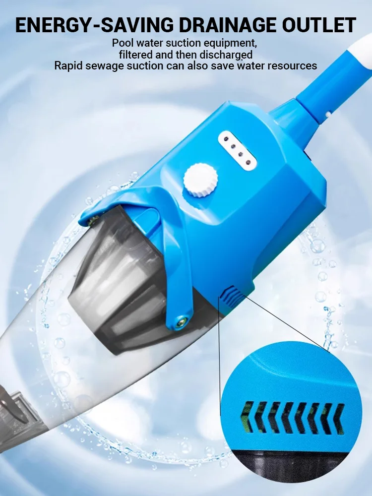 Handstaubsauger, wiederaufladbar, für Spas, Whirlpools, kleine Pools mit automatischem Tauchdetektor, Borsten-Saugdüse