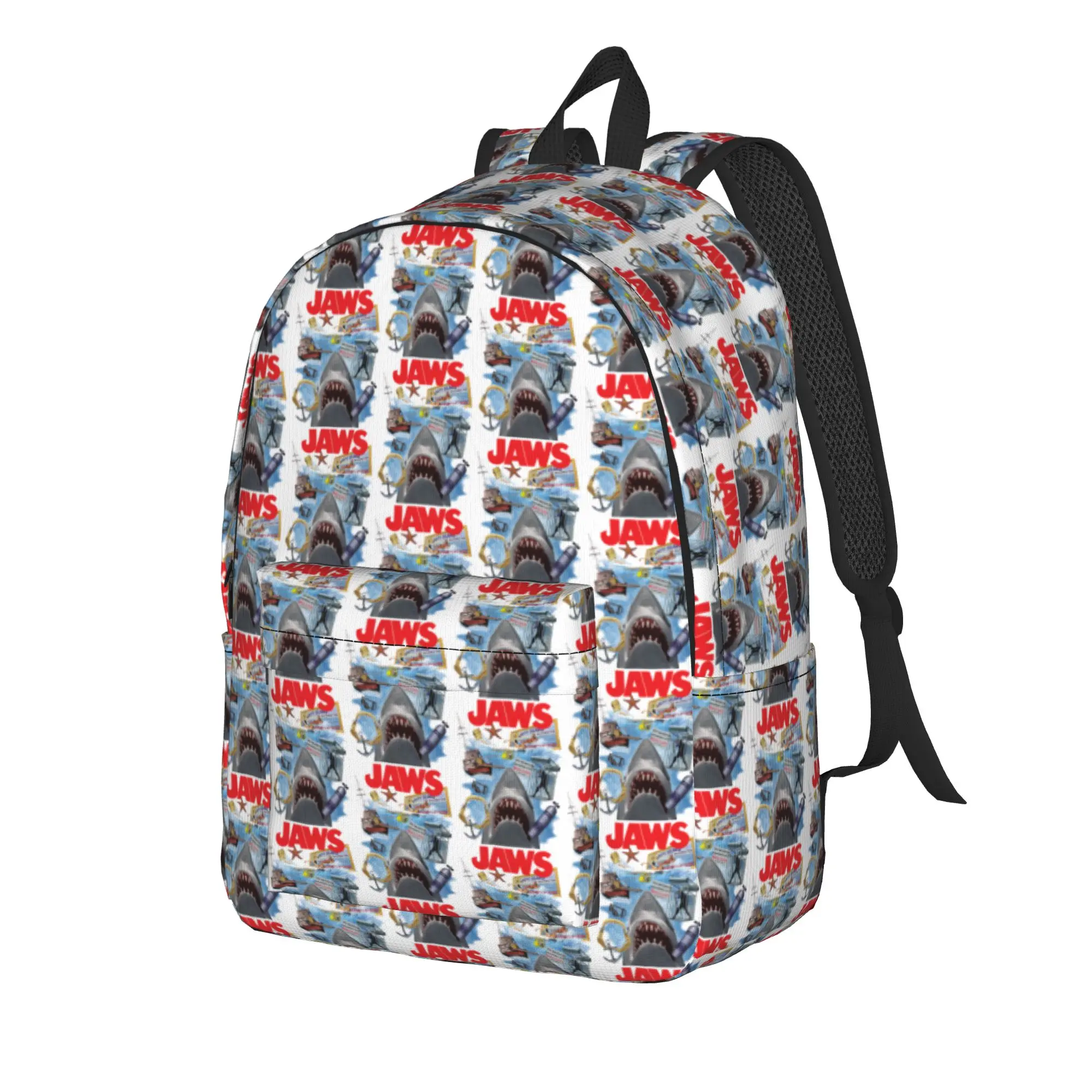 Jaws 50th Anniversary Poster Amity Island Collage Backpack  Cute Backpacks Girl Hiking Big School Bags High Quality Rucksack