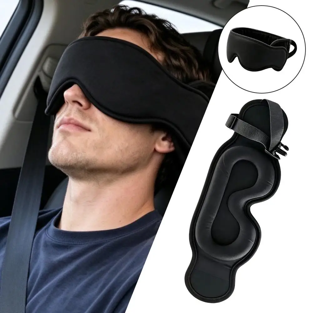 3 in 1 Airplane Travel Sleep Support System, 3D Blackout Eye Mask with Neck Support Pillow, Light Blocking Cover for Car Trip