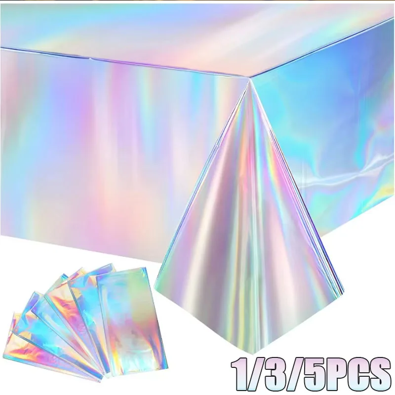 Colorful Laser Party Tablecloth Disposable New for Birthday Photo Prop Indoor Outdoor Home Decoration Supplies Festive Fun Set