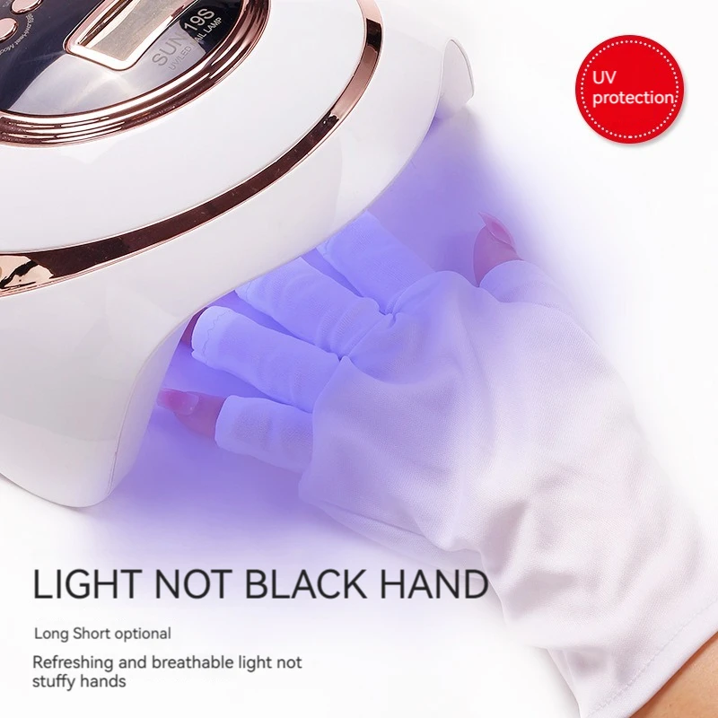 Nail Tools Anti-ultraviolet Uv Gloves Sun Black Half Exposed Fingertips Phototherapy Gloves Short Section