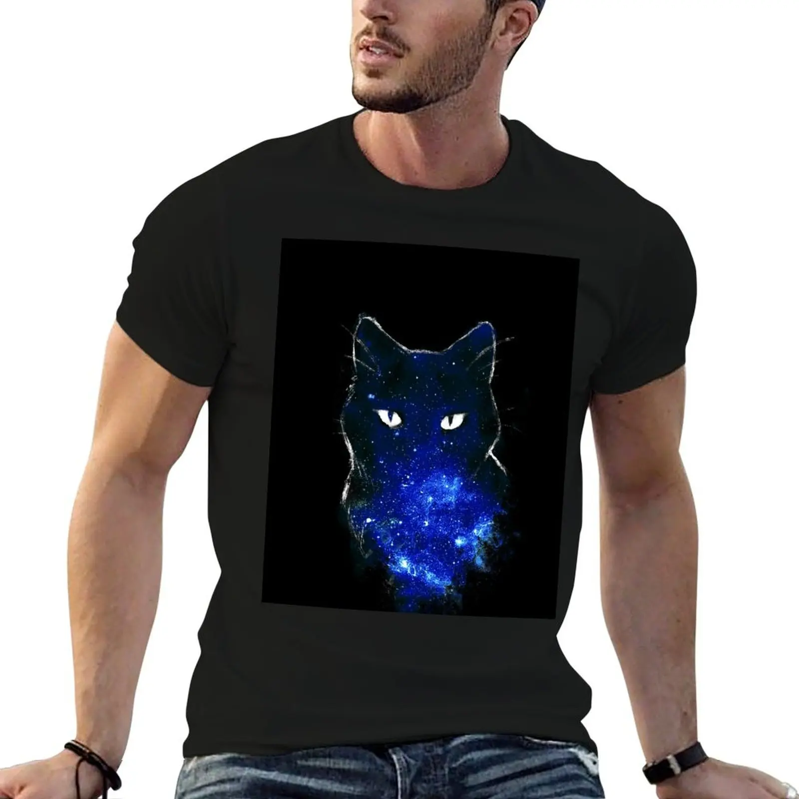 Star Galaxy Black Cat - Space Constellation - Cute Kitty T-Shirt Work Casual Loose Fit T-Shirt
