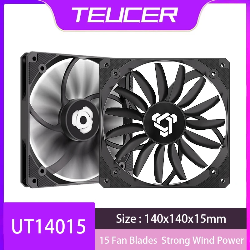 TEUCER UT14015 140MM Chassis Cooling Fan 4PIN PWM Silent Thin Fan Magnetic Floating Bearings 300-1100RPM PC Cooling Quiet Fan