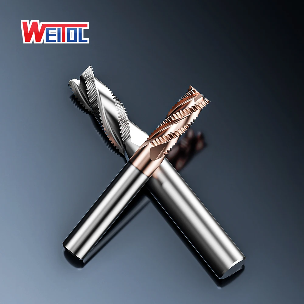 WeiTol Fresa de desbaste de carburo sólido HRC55 4 flautas Herramientas de fresado CNC Brocas de enrutador para aluminio/acero