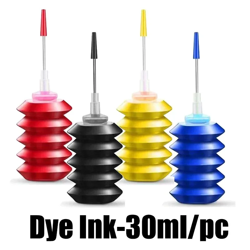 Kit de Tinta Preta C M Y de 30ml para Recarga Universal, Tintas Corantes em Frasco para Impressoras Jato de Tinta EPSON HP Canon Brother Lexmark e Cartuchos CISS