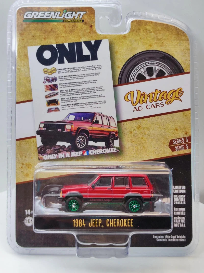 

1:64 1984 Jeep Cherokee Green machine version High Simulation Diecast Car Metal Alloy Model Car kids toys collection gifts W522