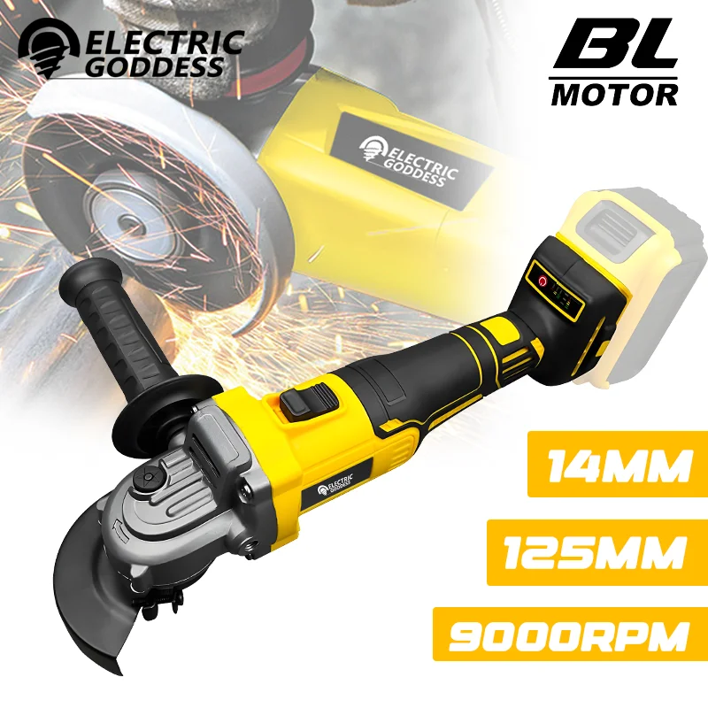 Electric Goddess 100/125mm Electric Angle Grinder For Dewalt 20v Battery ﻿Pin DCG407 Brushless Metal Cutting Grinding Polishing