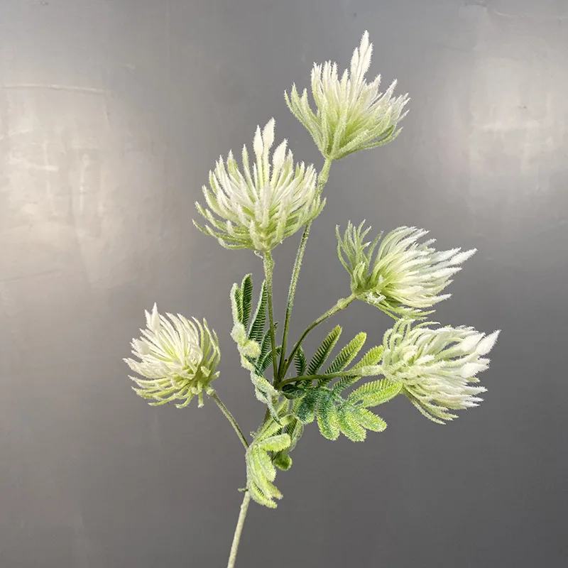 زهرة مقلدة واحدة، بلاستيك، زهرة ميموزا المقلدة، زهرة الزفاف، ديكور الفندق والمطاعم، نباتات خضراء، زهرة وهمية