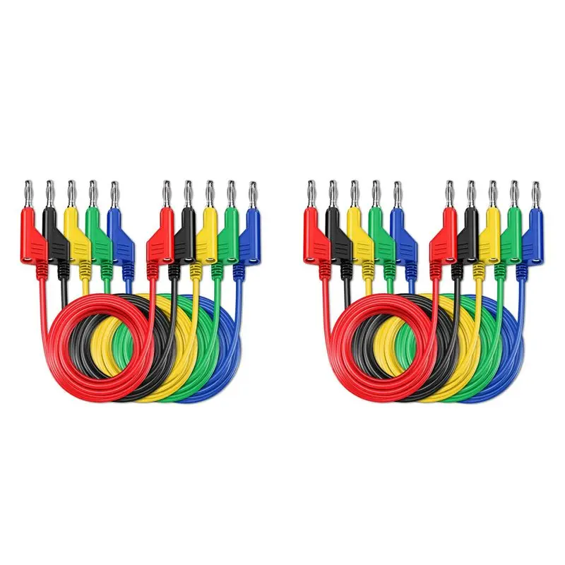 

ABUL-P1036 10 шт. 4 мм медные кабели-переходники типа «банан» (штекер-гнездо) для мультиметра, тестовые провода из мягкого ПВХ, 1 м, 1000 В, 15 А