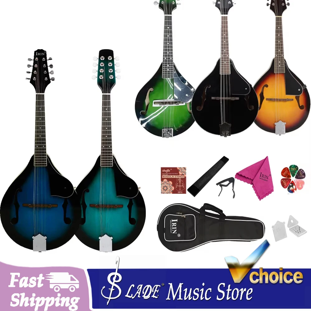 IRIN 8-saitige Mandoline im A-Stil, Gitarre, Palisander-Griffbrett, Mandoline, Saiteninstrumente mit Tasche, Saitensatz für Anfänger und Erwachsene