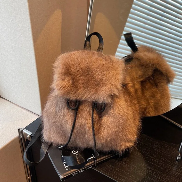 حقيبة ظهر نسائية فروي فاخرة 2025، محفظة أنيقة جدًا بحزام قابل للتعديل، حقيبة دلو برباط واسعة للعمل وعطلة نهاية الأسبوع